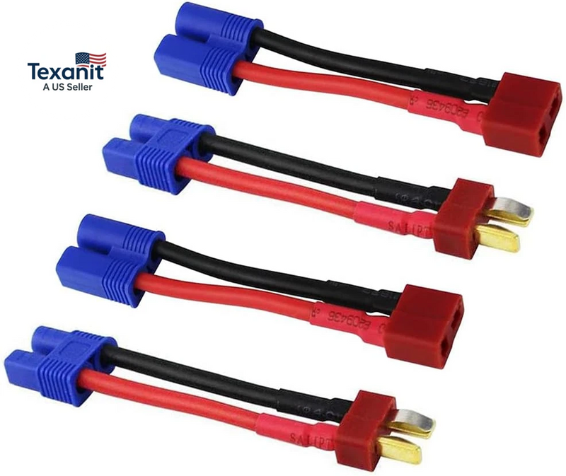 4Pcs RC Lipo Battery Connector Adapter Compatible with EC3 to T Male Female Conn Battery