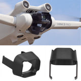 Black drone camera lens hood sunshade cover protector with side tabs, curved opening