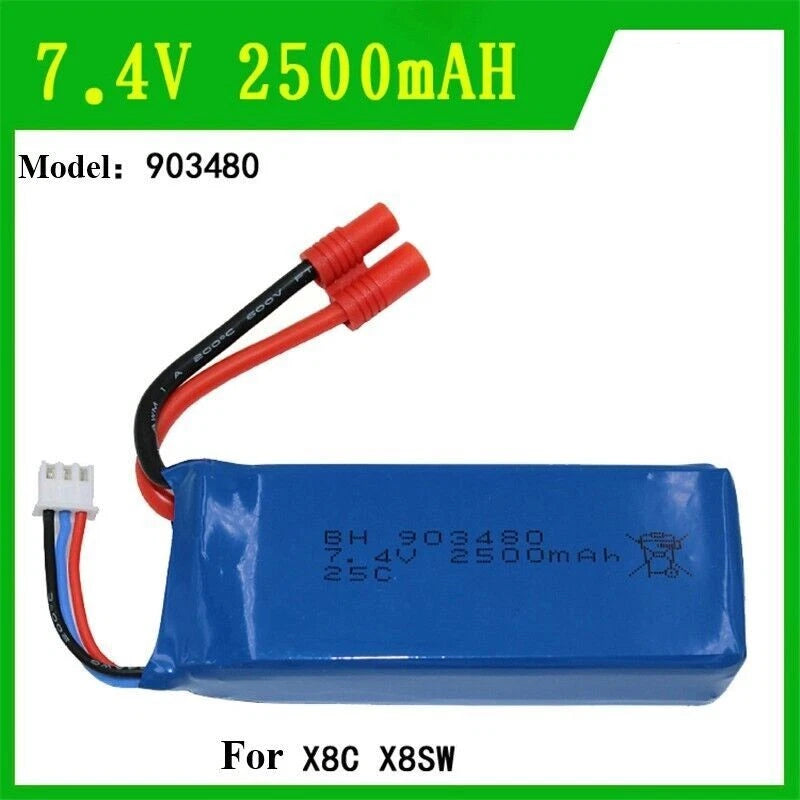 1pcs 2500mAh 7.4V 85*34*19mm 903480  LiPo Battery For Syma X8C X8HW RC Drone