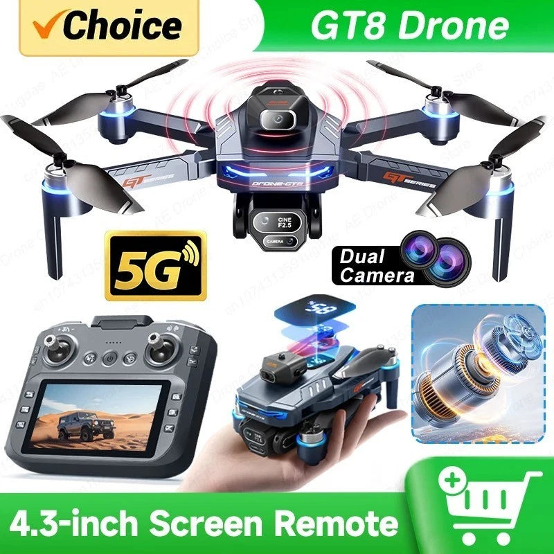 5G foldable drone with dual cameras and 4.3-inch screen remote controller