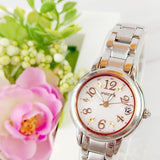 Women's Wicca Ayame Gouriki radio-controlled watch with silver metal band and round white dial