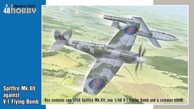 Special Hobby 1:48 Spitfire Mk.XII kit box with aircraft and V-1 flying bomb artwork
