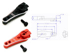 25T aluminum servo arm horn set, black and red with mounting screws
