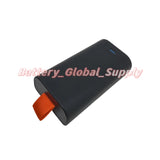 Black battery pack with orange side connector and small blue port