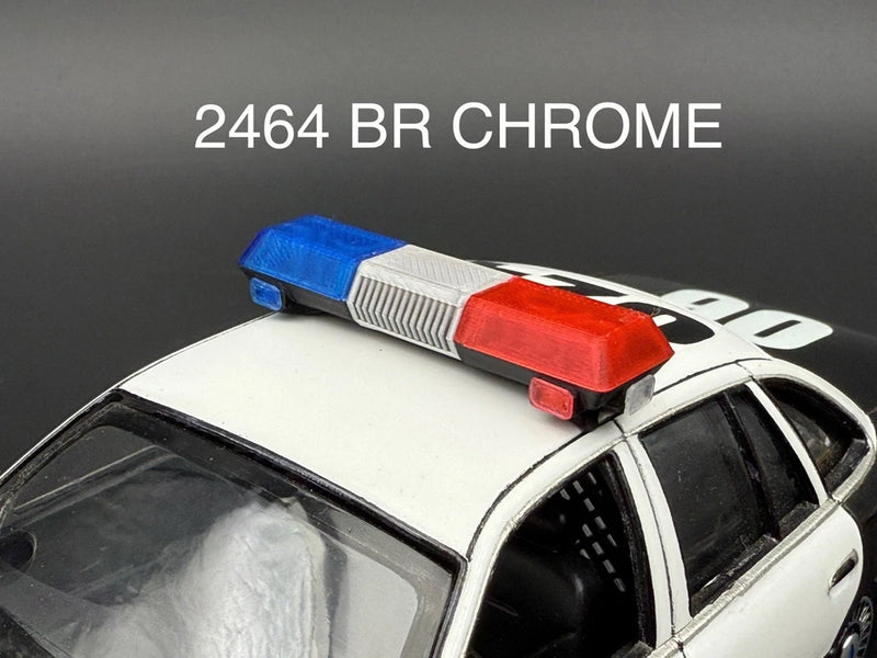 1/24 25 Scale Model Blue Red Chrome Streethawk Lightbar Police 2464BRChrome