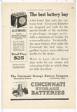 Vintage ALCO model battery advertisement for Cincinnati Storage Battery Company, $25