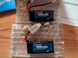 Two (2) TFCX24 Batteries 7.4V 600mAh 30C Lipo Battery w/ Molex Plug FMS FCX24 Battery