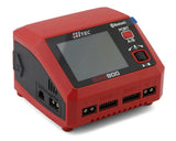 Red smart LiPo balance battery charger with touchscreen, Bluetooth and multiple charge ports