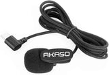 AKASO external microphone with foam windscreen and coiled cable, black