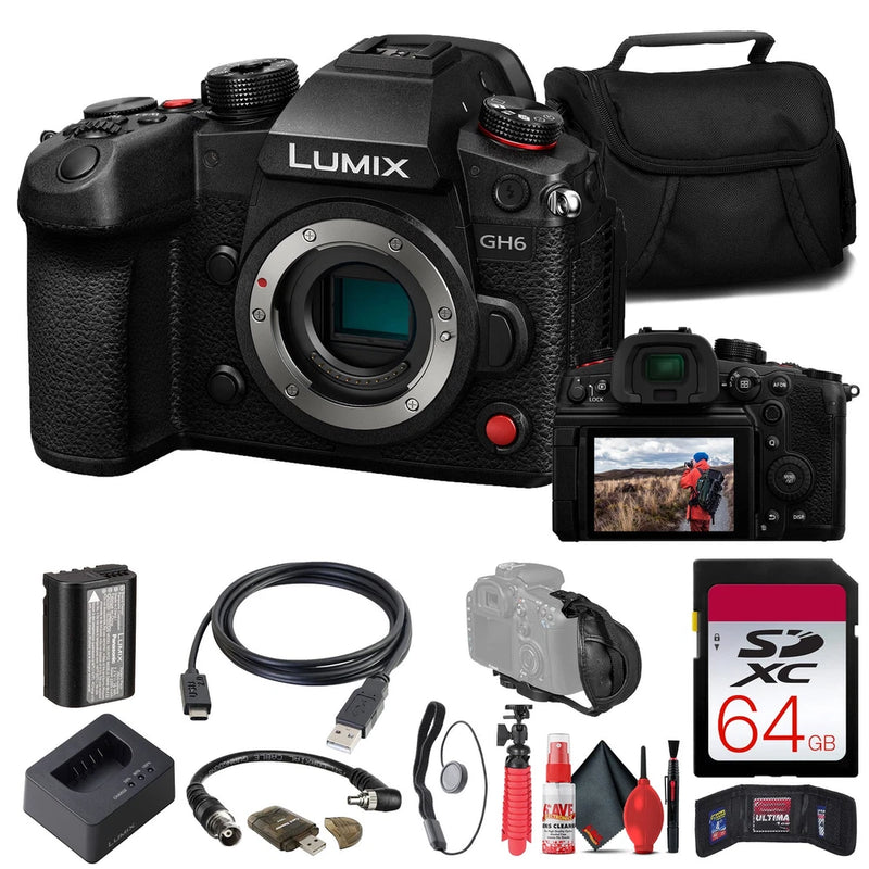 Panasonic LUMIX GH6 Mirrorless Camera + 64GB SD Card + Card Reader Basic Bundle