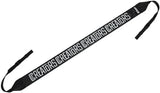 Black fabric camera strap with printed "CREATORS" lettering