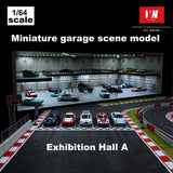 1/64 Diorama Diecast Car Parking Lots Model LED Car Garage Display Collection US
