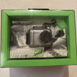 Rechargeable Emerson HD action camera in retail box, black waterproof housing