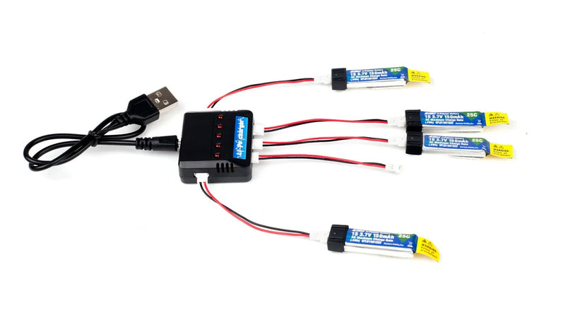 Combo 1x Charger and 4x 150mah 1s 3.7v 25c Lipo Battery E-Flite Sport Cub S Battery