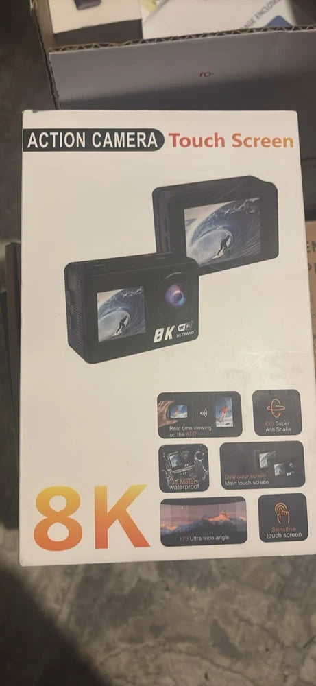 8K WiFi UltraHD Action Camera, Waterproof, Dual Color Screen, Touch Screen, Bla??