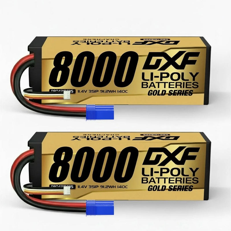 DXF 2PCS Performa Racing Graphene  Lipo 8000 11.4V 3S 130C Battery GOLDEN EC5