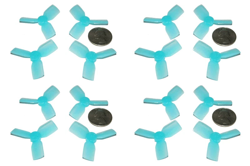 Light blue 3-blade drone propellers, multiple pieces