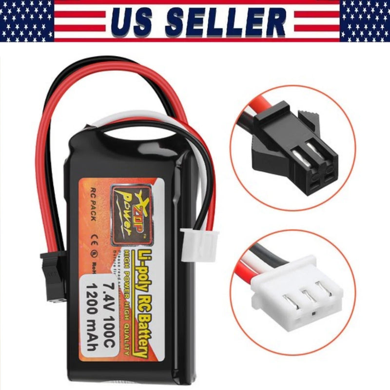 1200mAh 7.4V 2S Lipo Battery SM Plug Connector For RC Car Airplane Helicopter Battery