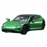 1/36 Porsche Taycan Turbo S EV Model Toy Car Diecast Toy Vehicle Door Open Green Battery