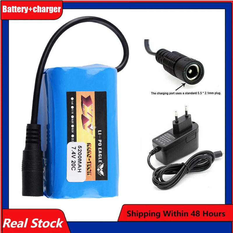 7.4V 5200mah Li-po battery For T188 T888 2011-5 RC Fish Finder Fishing Bait Boat