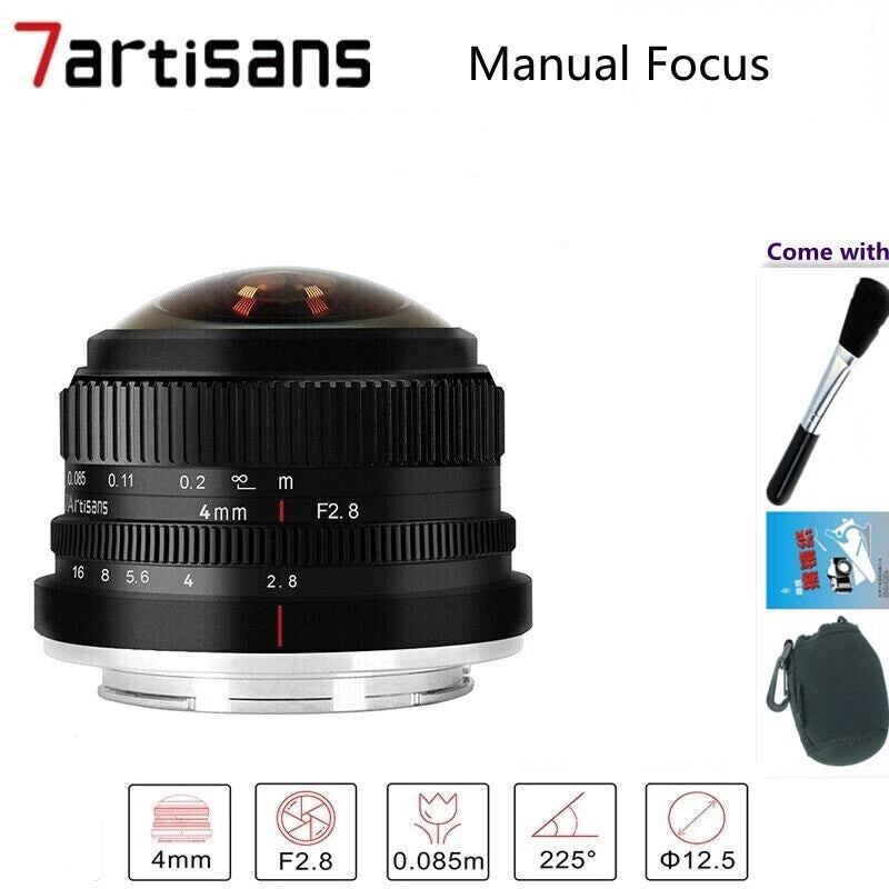 7artisans 4mm F2.8 Wide Angle Fisheye Lens For fujifilm XF X T10 Pro2 S10 Camera