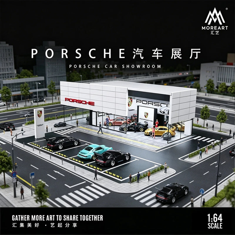 1/64 Scale Diorama Die-Cast Car Garage Model LED Street Building Display Gift US