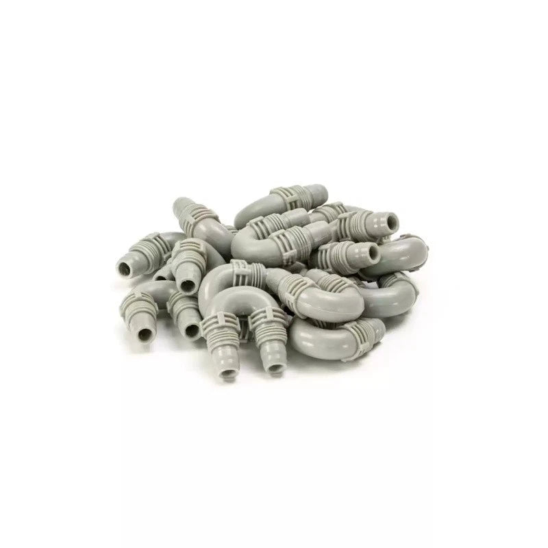 Gray 180-degree elbow hose arm fittings, multiple connectors and nozzles