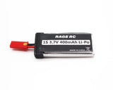Rage RC A1243 1S 3.7v 400mAh 25C LiPo Battery with JST Plug for Vintage Stick X4 Battery