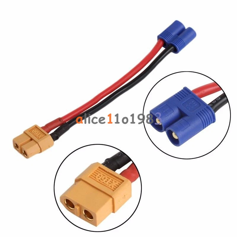 5x EC2 Banana Male Connector To XT60 Plug Wire Female Adapter Fr RC Lipo Battery