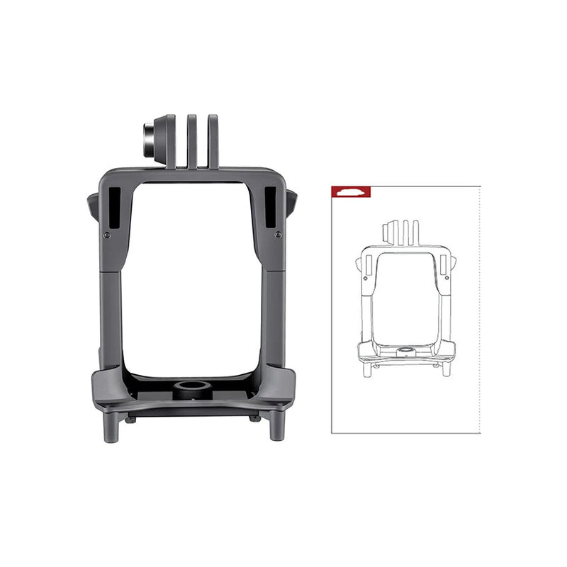 Dark gray drone expansion mounting frame with two side rails and top clip