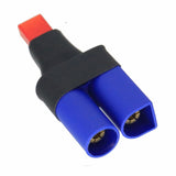 RC LiPo male-to-JST female adapter with dual blue connectors and black housing