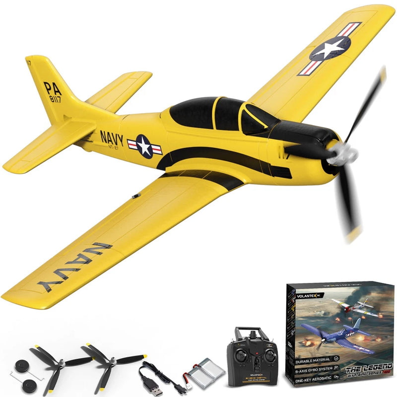 Volantex WWII US Navy T28 Fighter RC Airplane 2.4G 4CH Remote Gyro Stunt RTF Toy