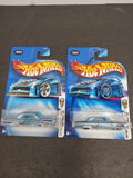 Lot Of 2 Hot Wheels 2004 1st Editions Chevy Impala 1964 light Blue Wheel Variant