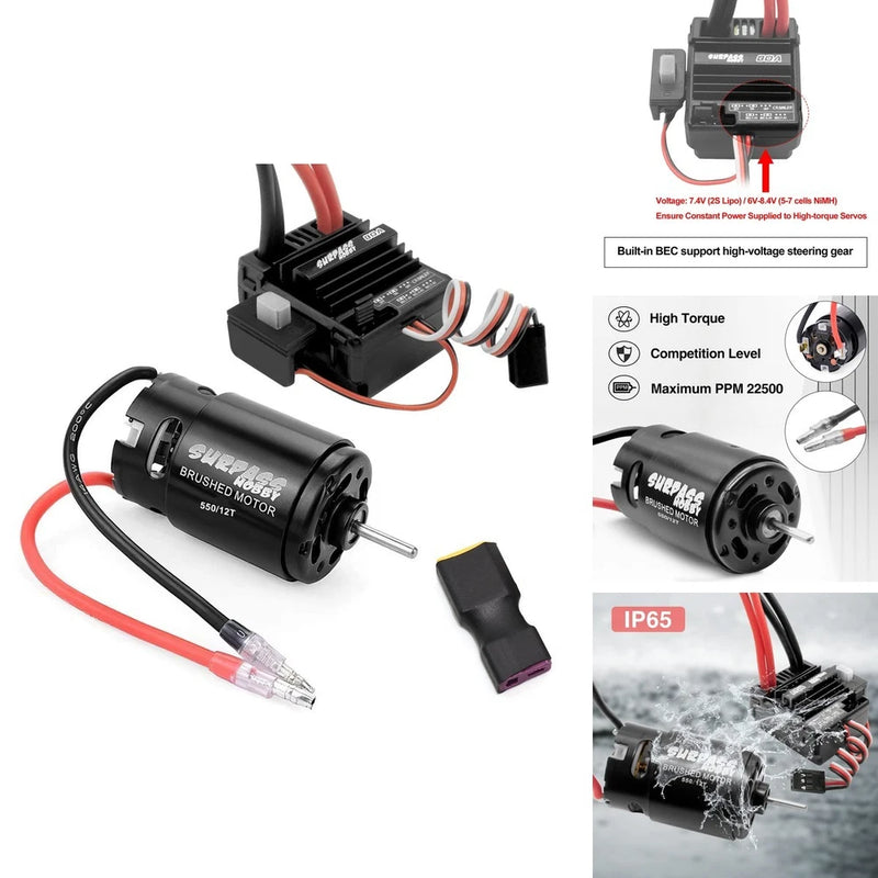 OGUNKE ORC152T OGRC 550 12T Brushed Motor 80A ESC Set with T-XT60 Adaptor Converter