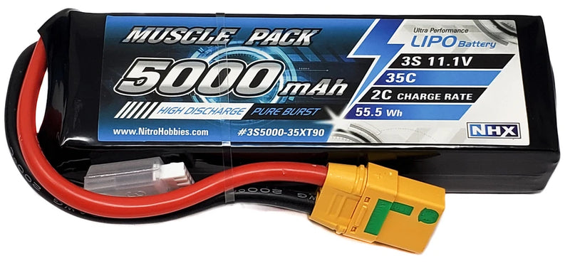 NHX Muscle Pack 3S 11.1V 5000mAh 35C Lipo Battery w/ XT90 Connector Battery