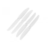 Set of four white quadcopter propeller blades with circular hubs