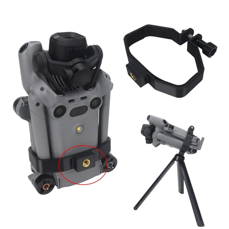 Tripod handheld adapter mount with extension arm and black clamp for drone