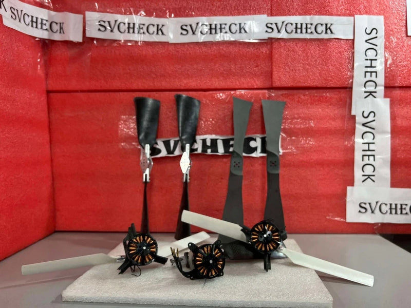 Drone propeller blades and motor units with four black rotors