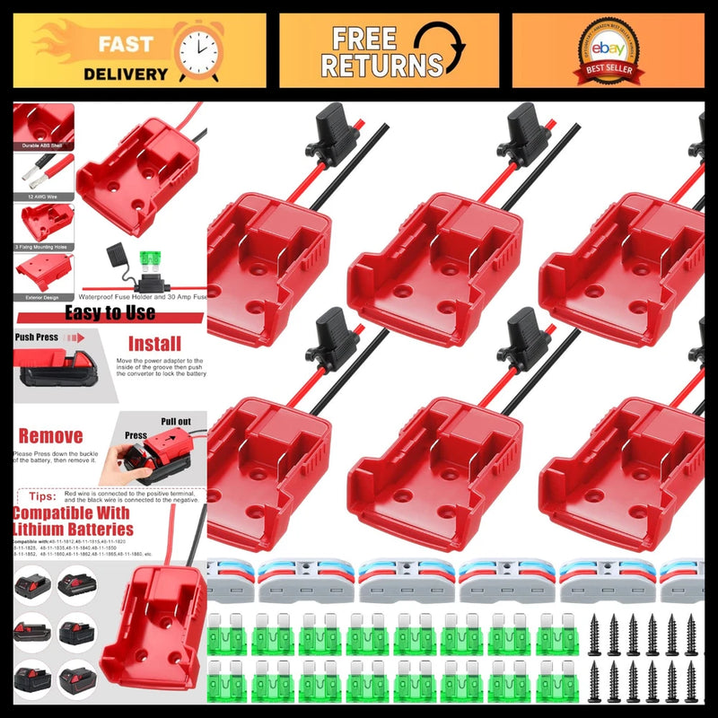 6 Pack 18V Battery Adapter Converter Kit for RC Cars, Trucks & Robotics - 12AWG Converter