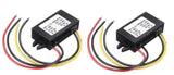 Black 12V DC voltage regulator reducer with attached red, black, yellow wires (pair of 2)