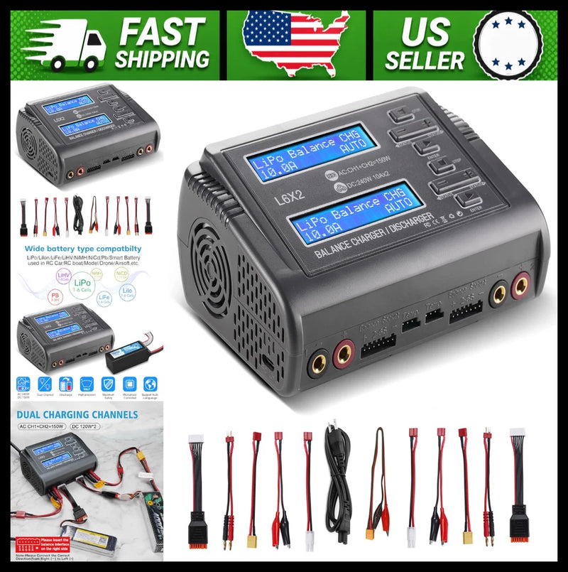 LiPo Battery Charger Fast Balance Discharger for RC Car Drone Blue