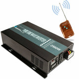 Black pure sine wave power inverter with AC outlets and included remote control