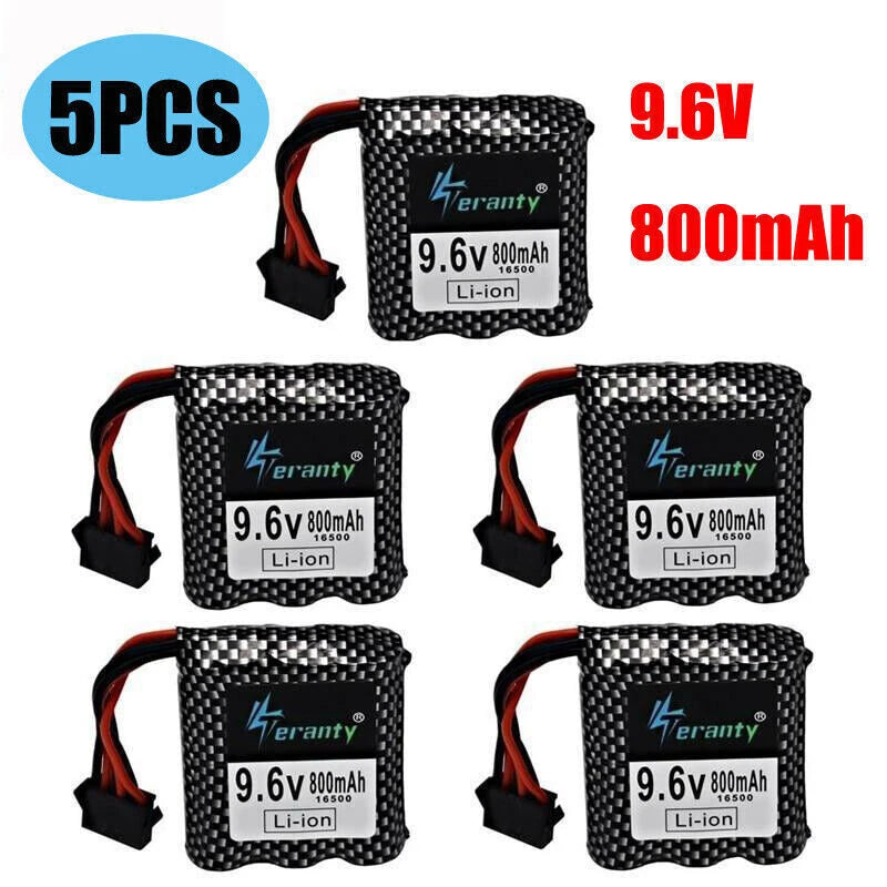 5Pcs 9.6v 800mAh 20C Li-ion Battery for S911 912 9115 9116 9120 RC Monster Truck