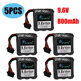 5Pcs 9.6v 800mAh 20C Li-ion Battery for S911 912 9115 9116 9120 RC Monster Truck