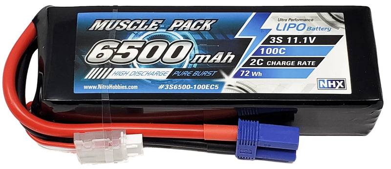 NHX Muscle Pack 3S 11.1V 6500mAh 100C Lipo Battery w/ EC5 Connector Battery