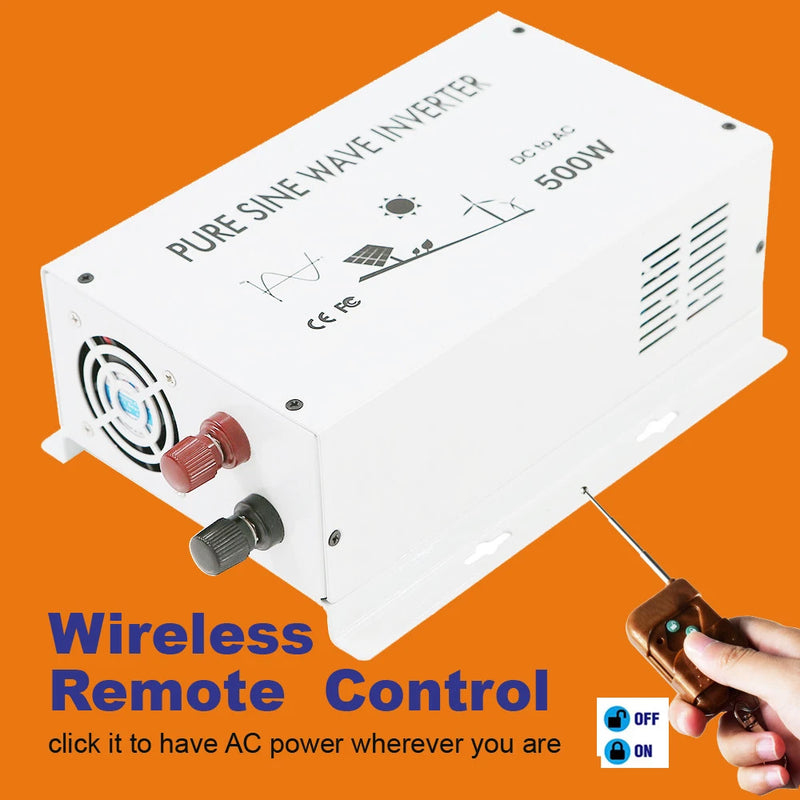500W Pure Sine Wave Inverter 36V DC to AC 120V Power Converter Car Remote Switch