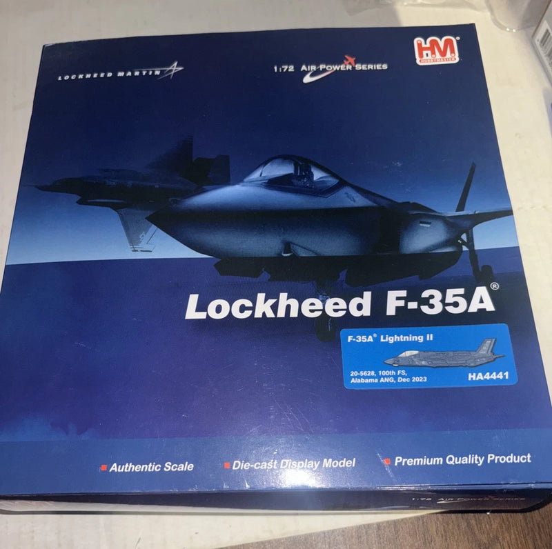 Lockheed F-35A Lightning II die-cast model box, 1/72 scale, Alabama ANG theme