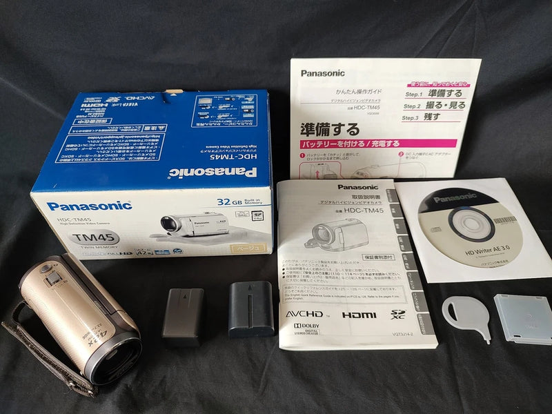 Used, Panasonic HDC-TM45 Compact Video Camera w/Box set /No charger cable-g0830-