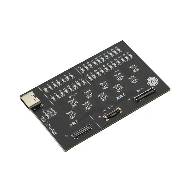 Electronic cable test tool PCB with ports and labeled components