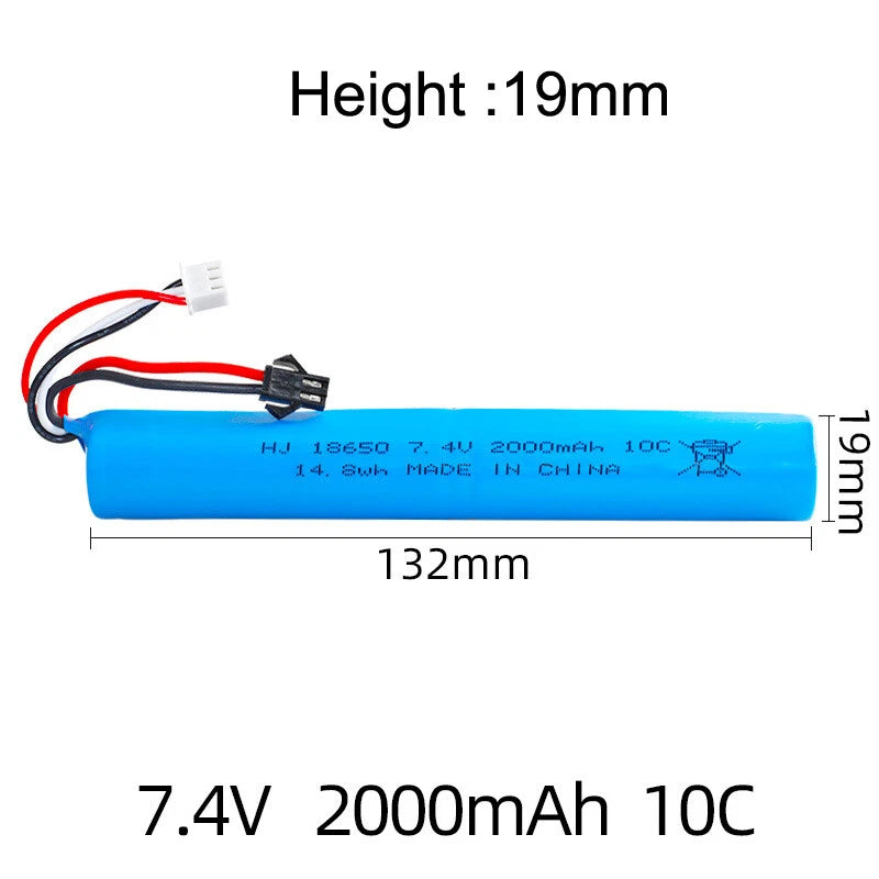 7.4V 2000mAh 10C Lipo battery SM plug for Soft bullet gun special core accessory